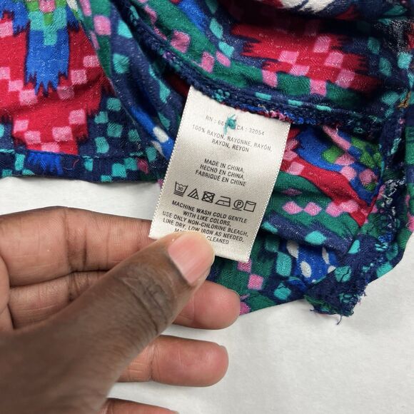 Maeve Anthropologie Topoxte Ikat Tunic Peplum 3/4 Sleeve Boho Vibrant Top 6 FLAW - Picture 8 of 12